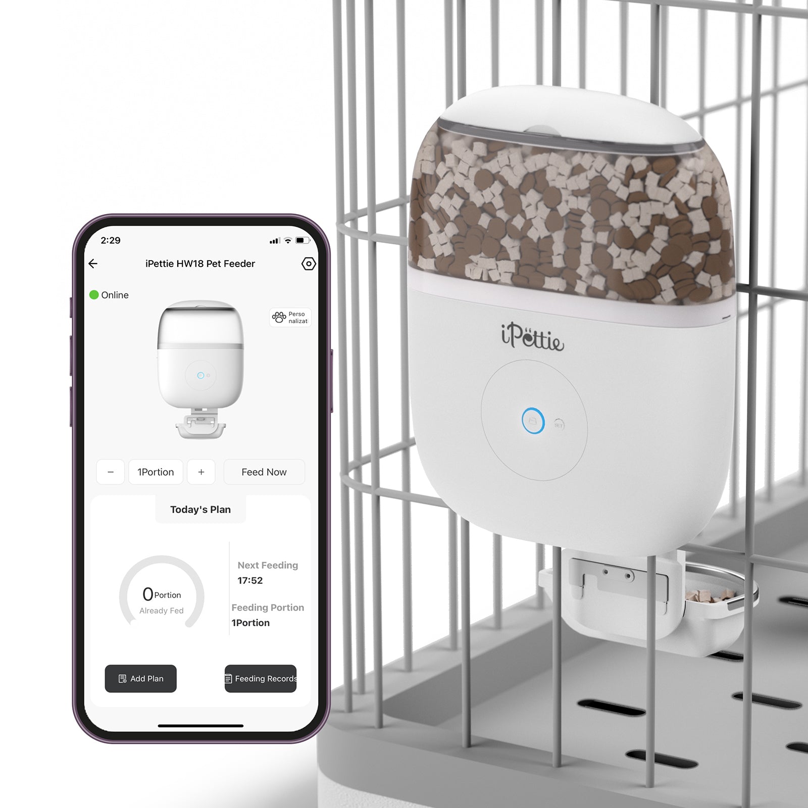 iPettie Smart WiFi Hanging Cage Feeder for Rabbits, Cats, Dogs ...