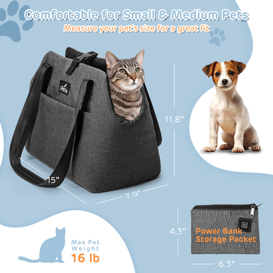 Heated Pet Carrier with Removable Heating Pad